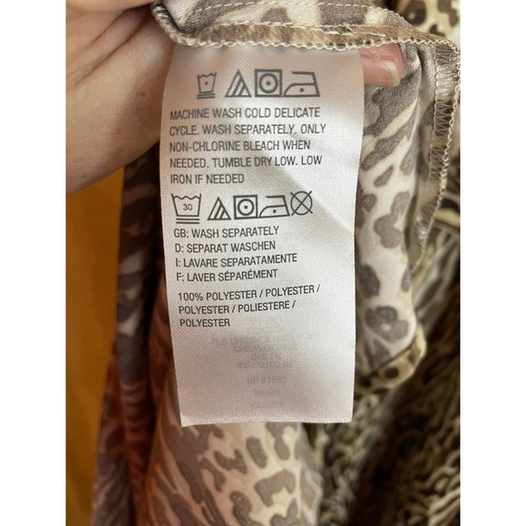 G.I.L.I. Animal Print‎ Midi Dress Ruffle Sleeve Belted Brown Leopard Size 28W - Picture 8 of 8